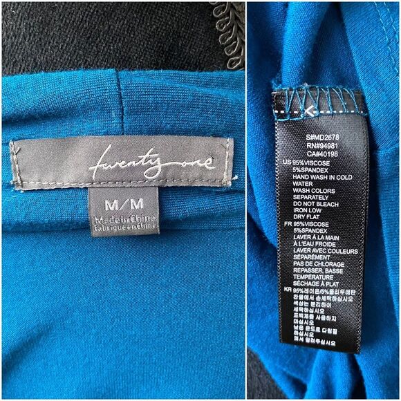 Beautifully Draped Long Turquoise Top - Picture 6 of 8